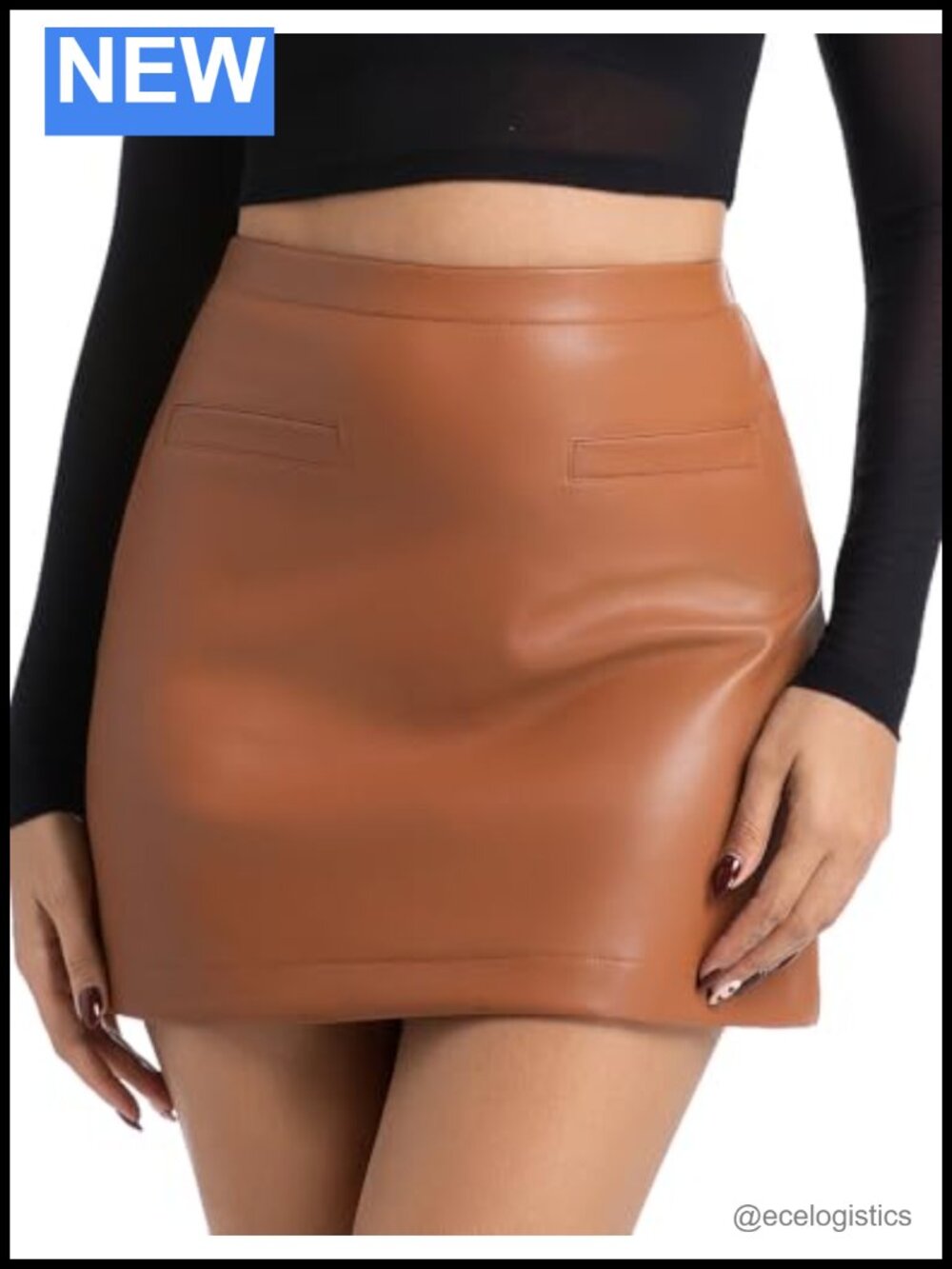 Women's PU Leather A-Line Skirt High Waist Side Zipper Party Mini Skirt Stretchy